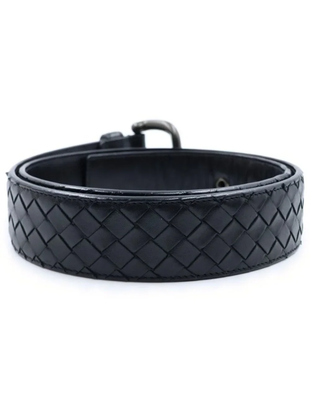 Bottega Veneta Intrecciato Braided Leather Belt Black